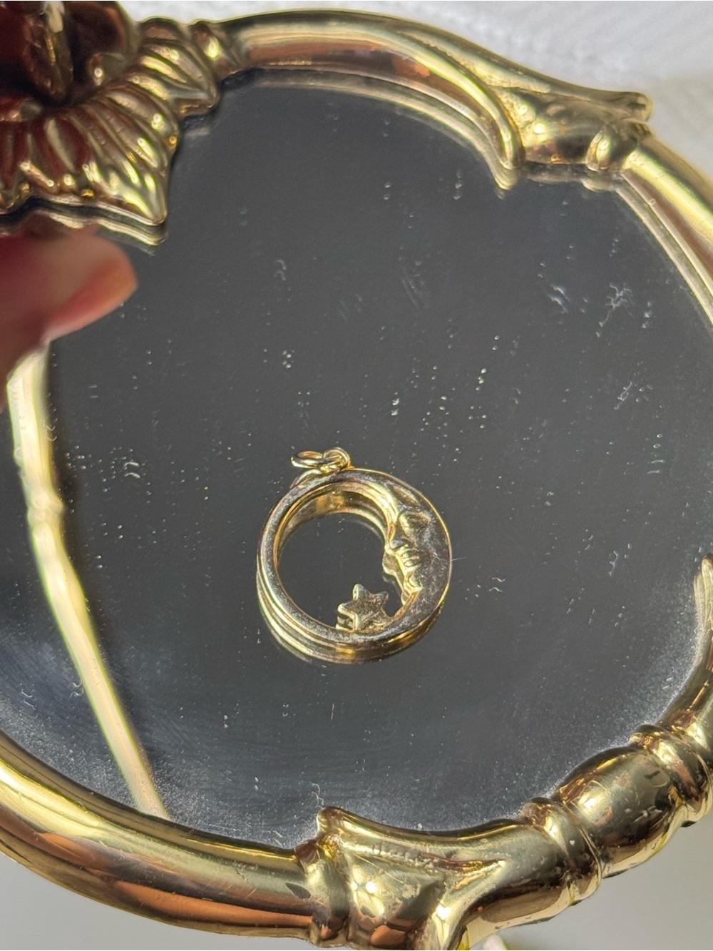 Gold-tone Moon & Star Circle Pendant